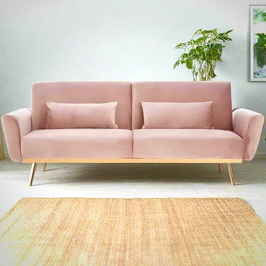 Becca Pink Velvet Sofa Bed