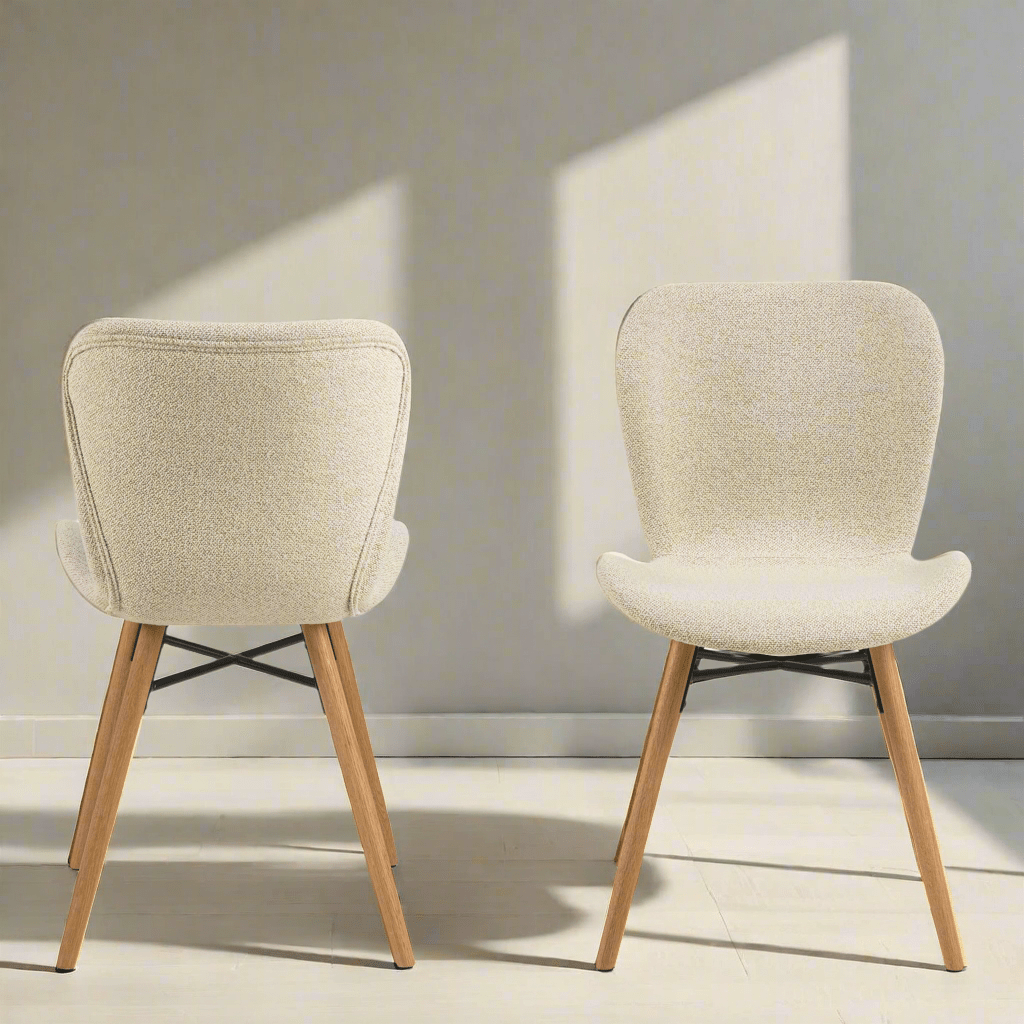 Set of 2 Soft Cream Upholstered Dining Chairs - Lindo Living