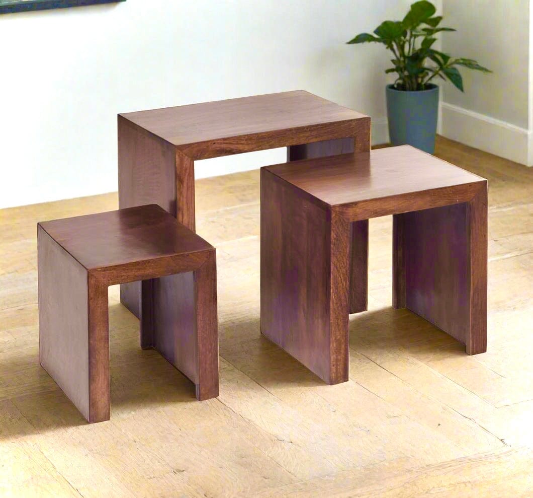 Walnut Set of 3 Nest Side Tables