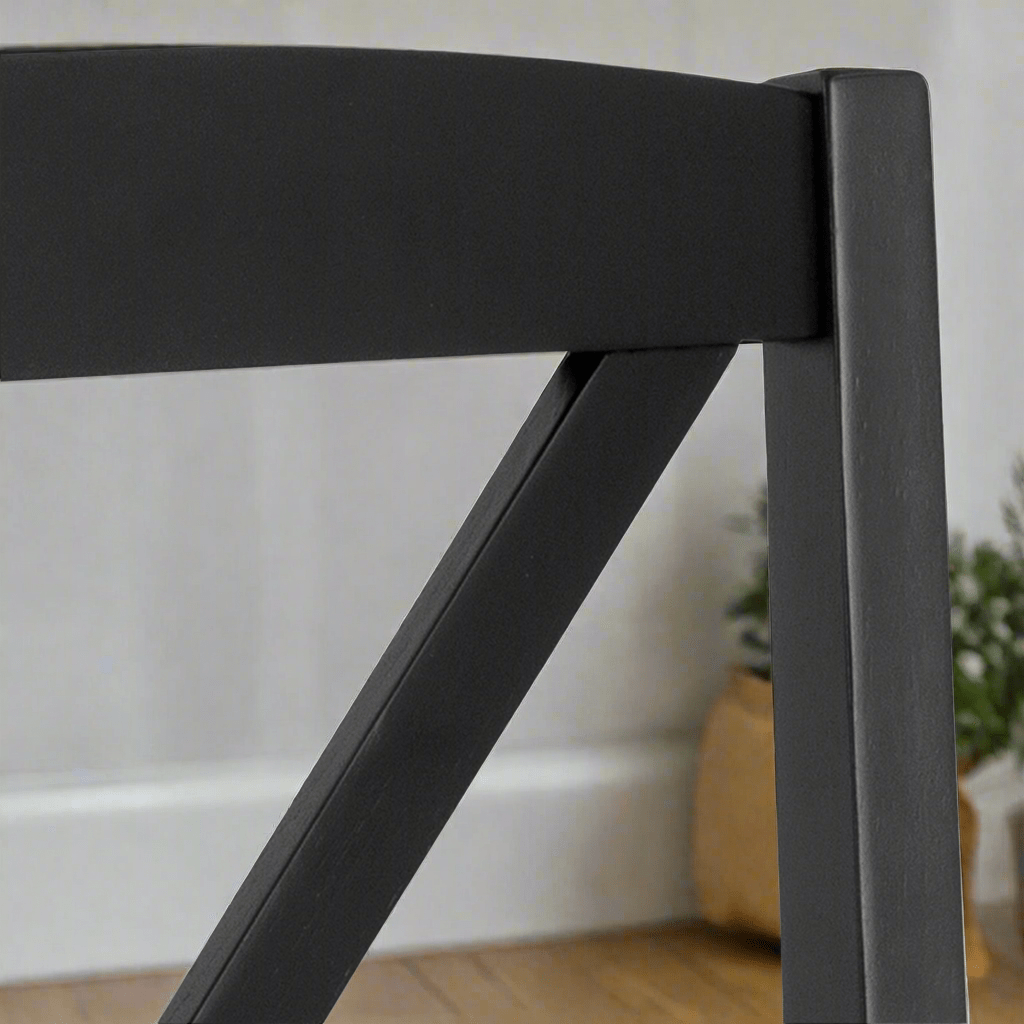 Set of 2 Black Wooden Dining Chairs - Lindo Living