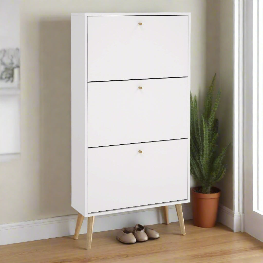 White Oak Shoe Rack Storage - Lindo Living