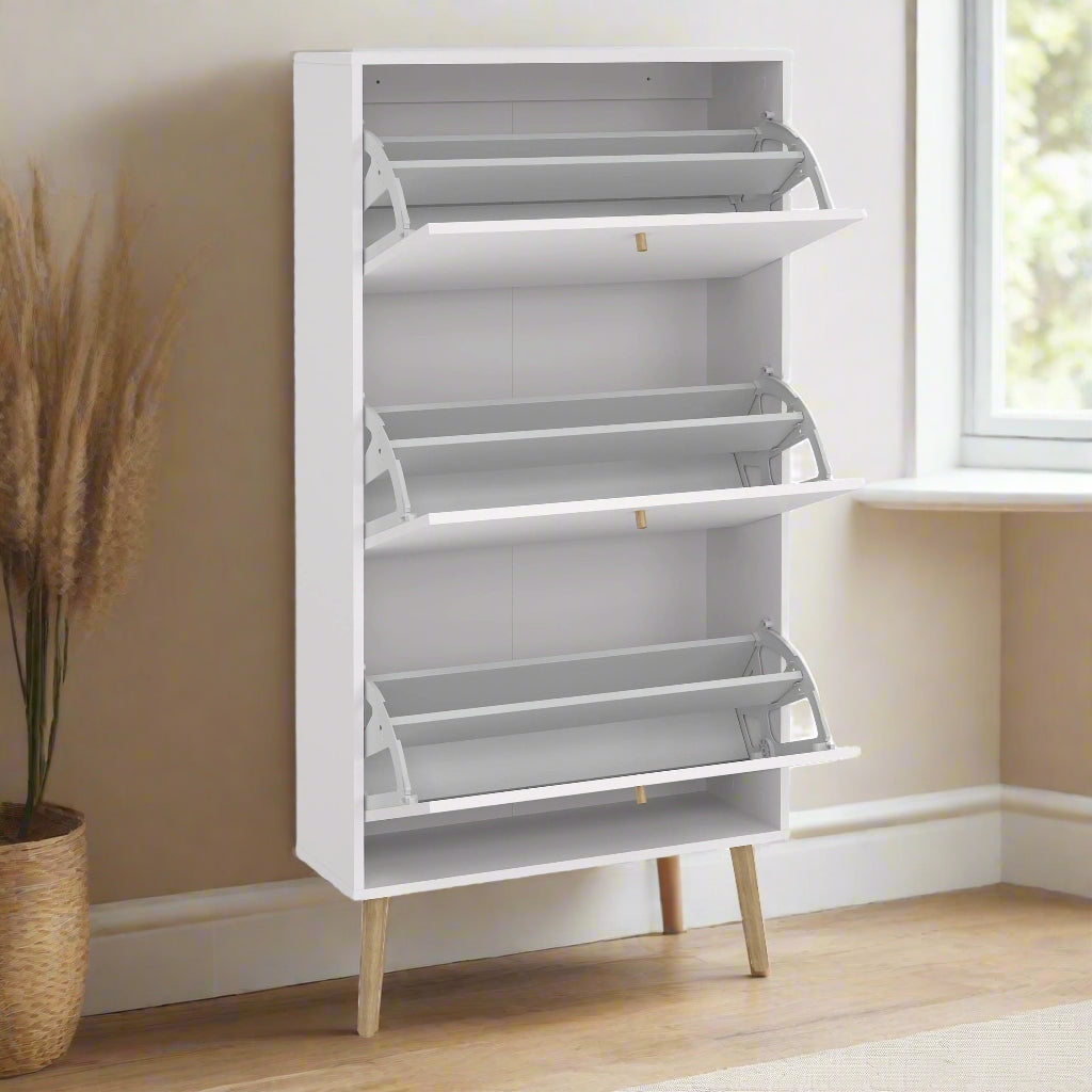 White Oak Shoe Rack Storage - Lindo Living