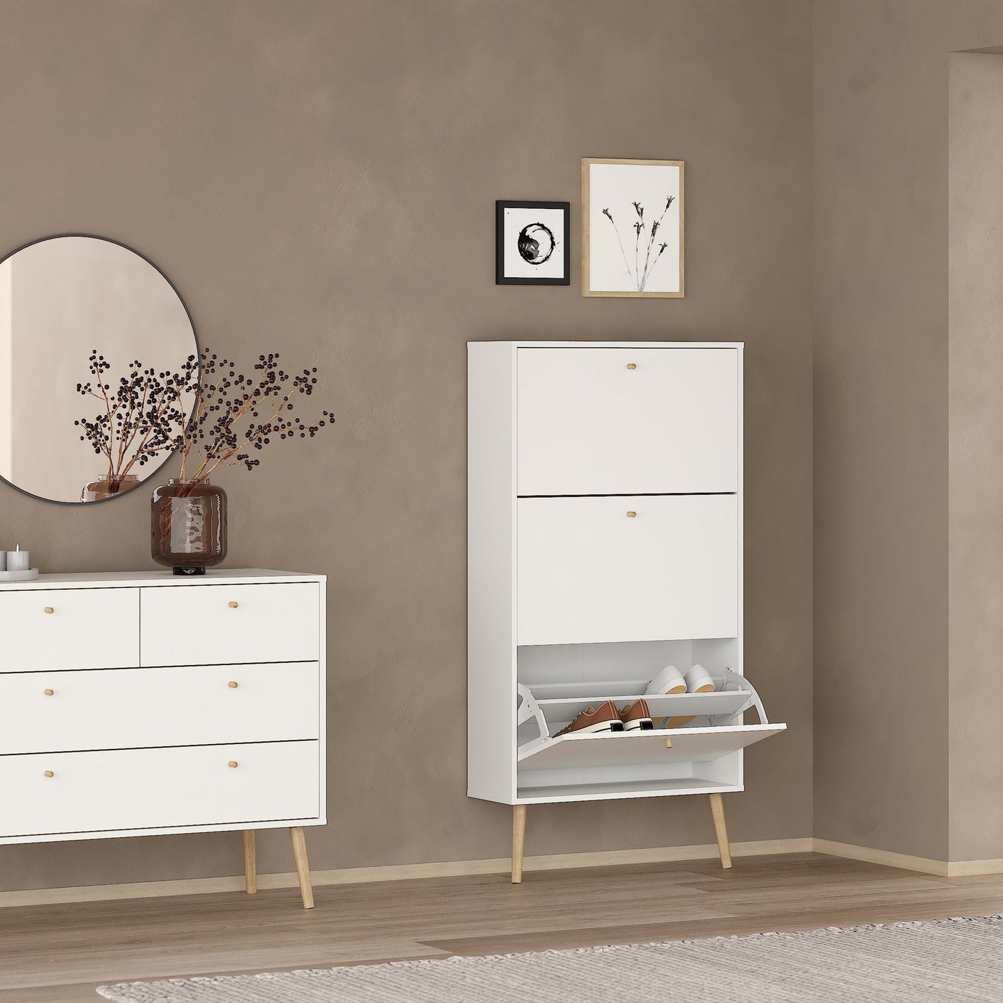 White Oak Shoe Rack Storage - Lindo Living