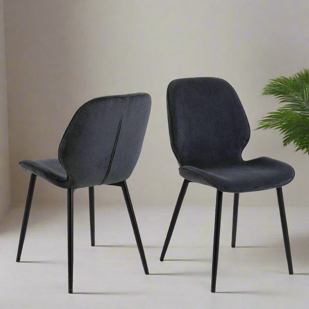 Stylish set of 4 corduroy dining chairs featuring a textured fabric design and comfortable seating, perfect for adding a touch of warmth and modern charm to any dining room or contemporary space