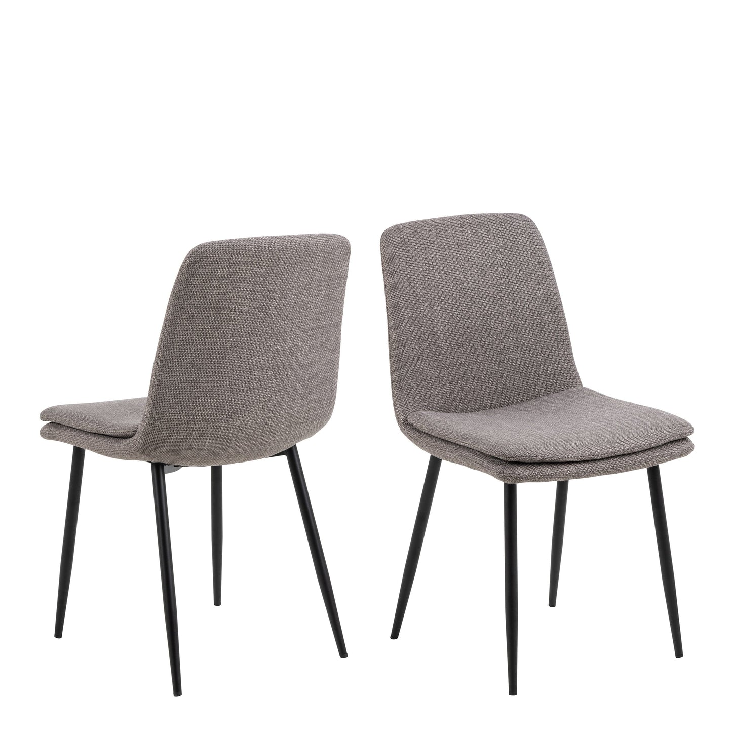 Elegant set of 4 brown upholstered dining chairs featuring a soft fabric finish and sturdy frame, perfect for adding comfort and sophistication to any dining room or modern space