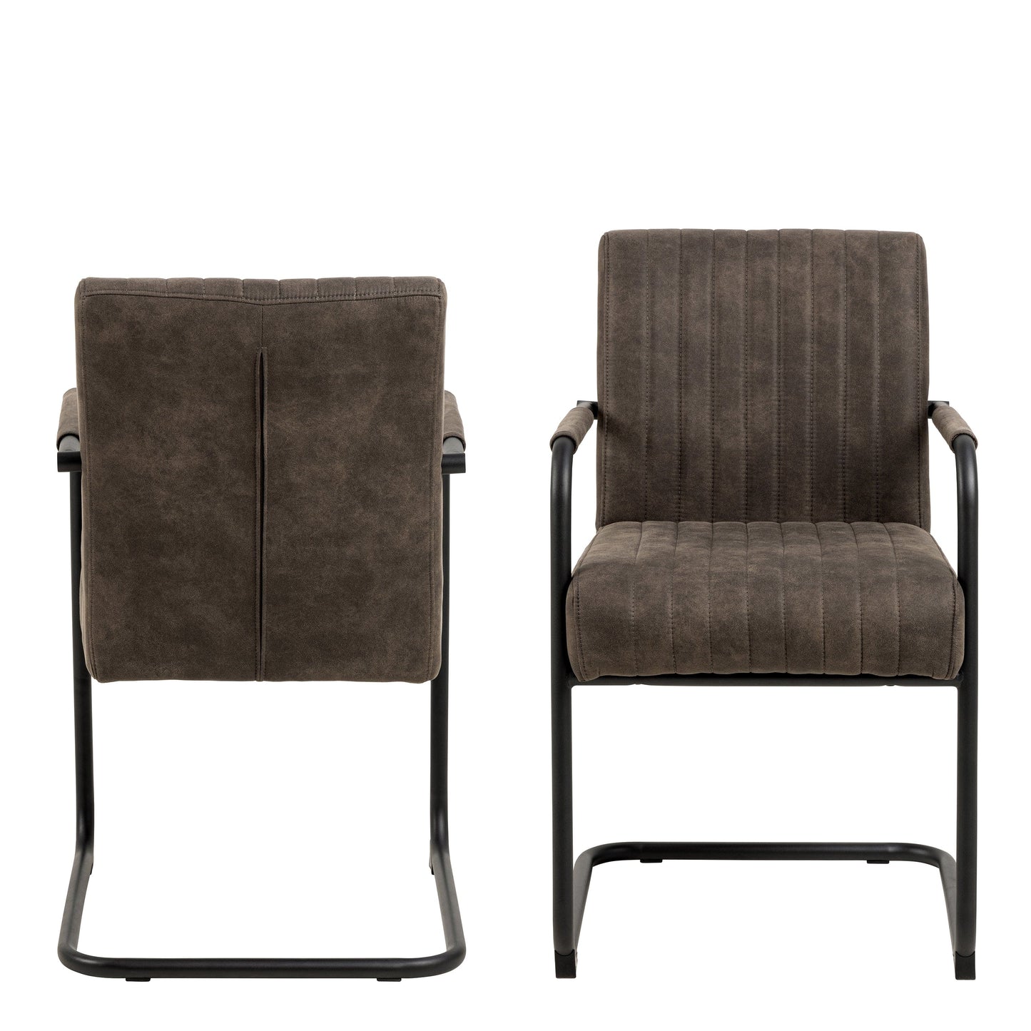 Charming set of 2 black retro dining chairs with armrests, featuring a vintage-inspired design and comfortable seating, perfect for adding a stylish and nostalgic touch to any dining room or kitchen
