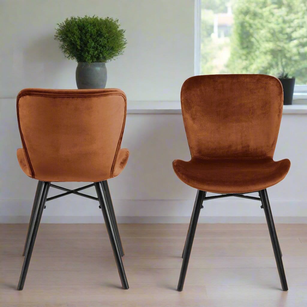 Modern set of 2 soft copper dining office chairs featuring a sleek design with soft copper upholstery, offering both style and comfort, perfect for enhancing any dining room, office, or contemporary space