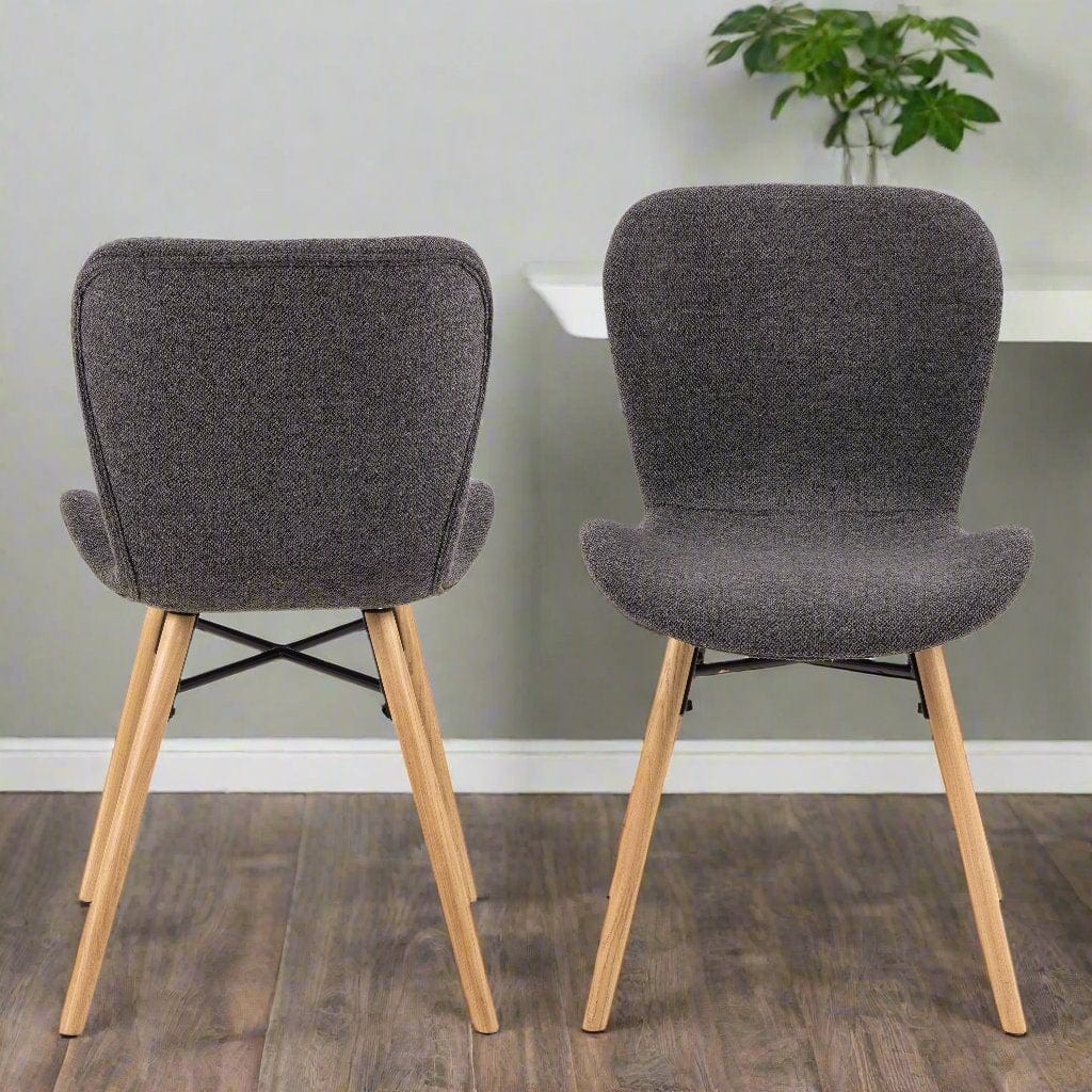 Stylish set of 2 soft grey dining office chairs with a comfortable upholstered design, perfect for adding a modern and sophisticated touch to any dining room, office, or contemporary workspace