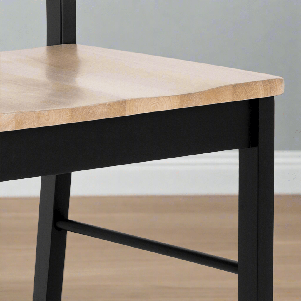 Set of 2 Black Wooden Dining Chairs - Lindo Living