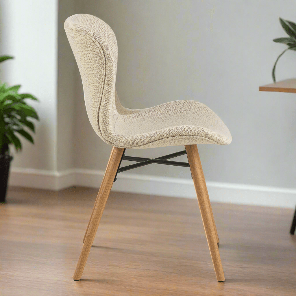 Set of 2 Soft Cream Upholstered Dining Chairs - Lindo Living