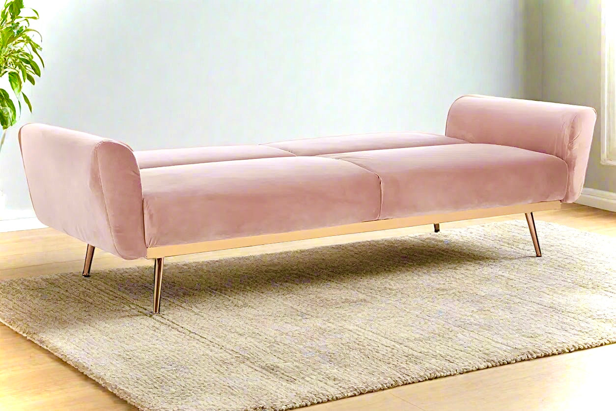 Becca Pink Velvet Sofa Bed