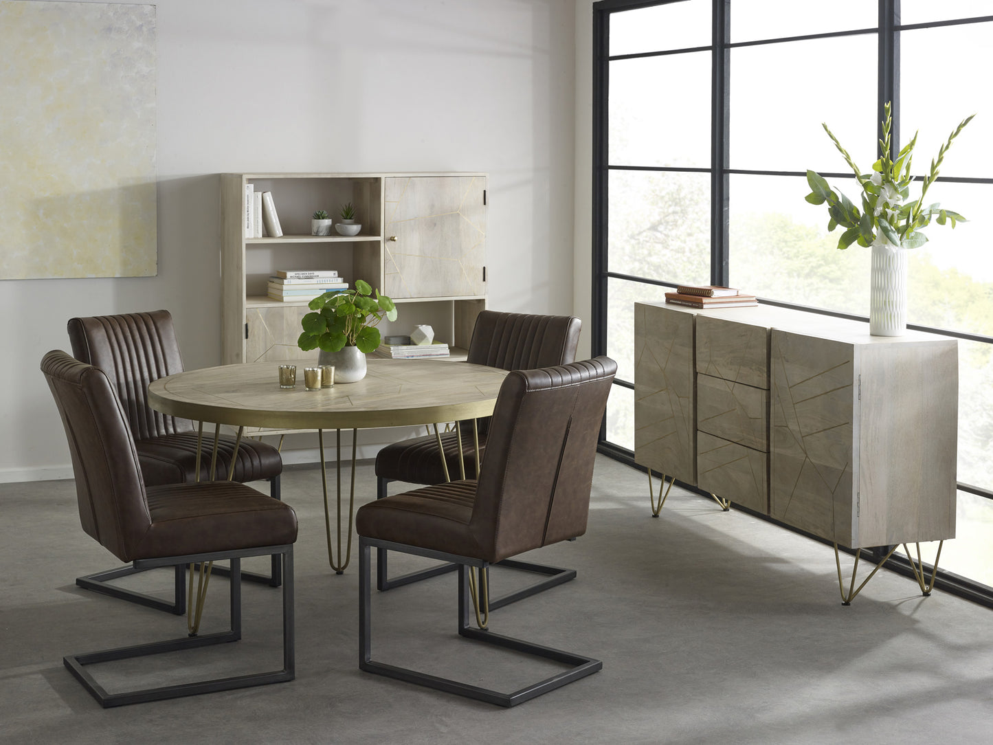 Elegant light wood gold sideboard with a sleek design, featuring a smooth wooden surface, spacious storage, and gold accents, perfect for adding a touch of modern sophistication and functionality to any living or dining room
