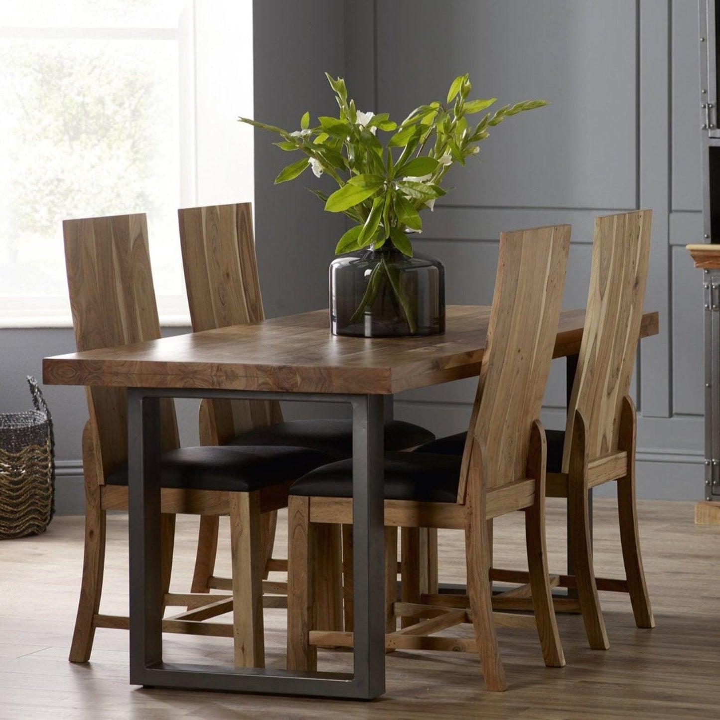 Reclaimed Insutrial Style Solid Wood Chunky Tabletop Dining Table - Lindo Living