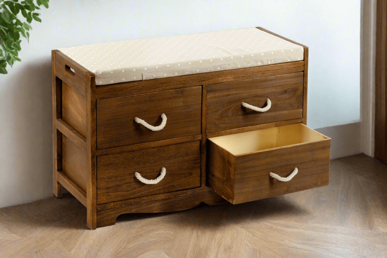 Wooden 4 Drawer Storage Bench - Lindo Living
