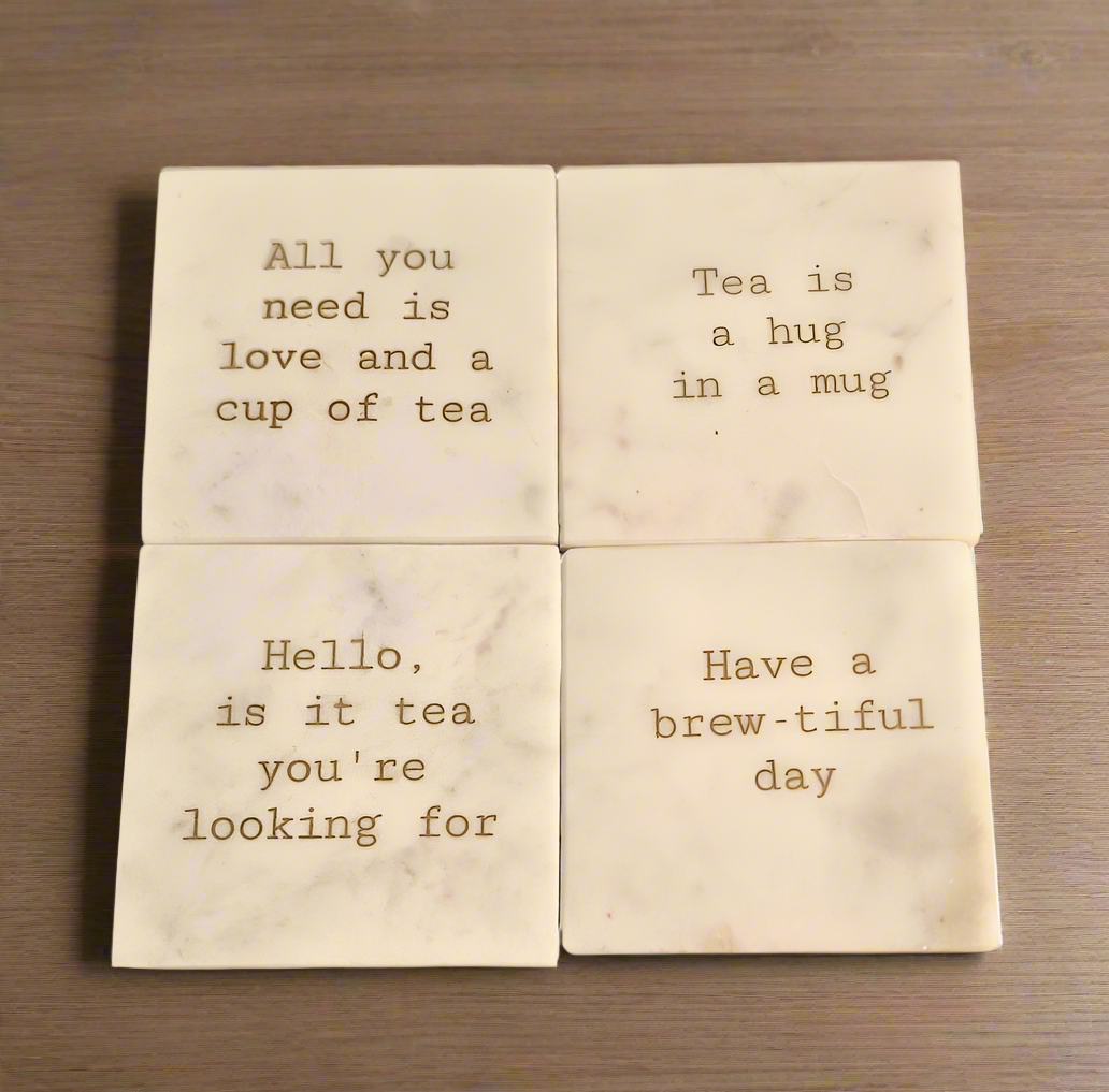 Set of 8 Marble Quote Coasters
