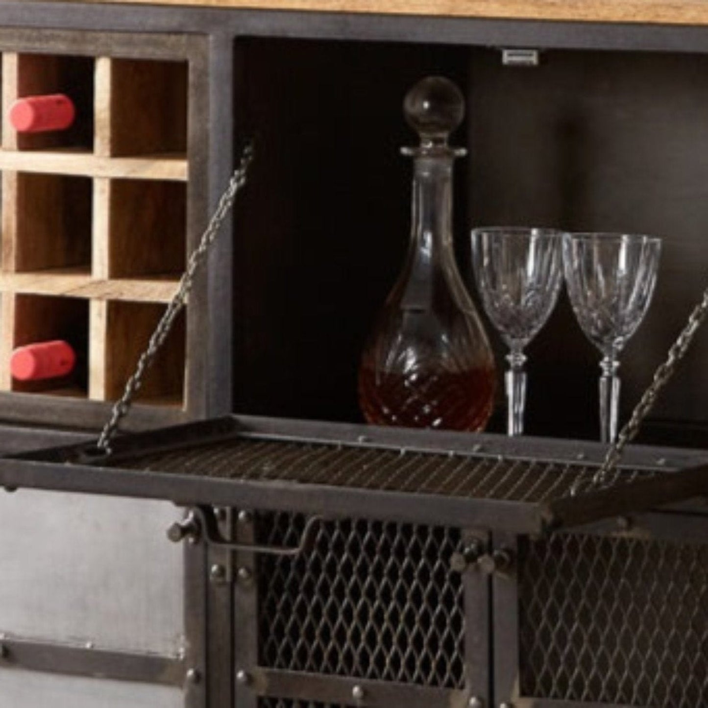Reclaimed Industrial Style Bar Cabinet Sideboard - Lindo Living