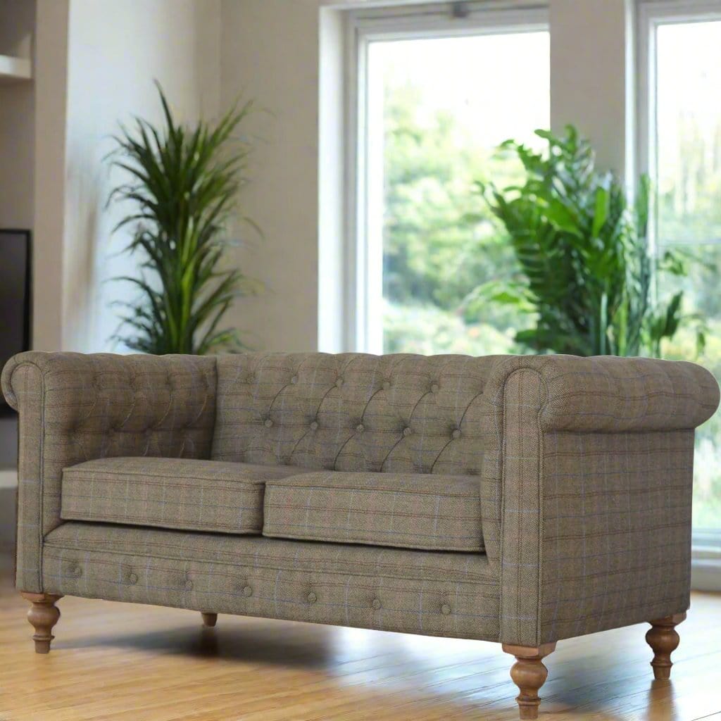 Cosy Multi-Tweed 2-seater sofa with a stylish woven fabric design, offering a comfortable seating option with a modern, textured look, perfect for adding a touch of warmth and elegance to any living room