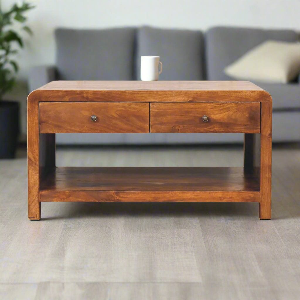 Chestnut Curved Edge Coffee Table - Lindo Living