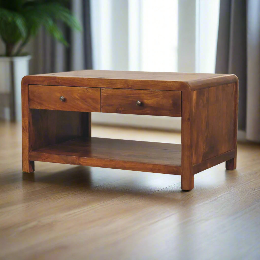Chestnut Curved Edge Coffee Table - Lindo Living