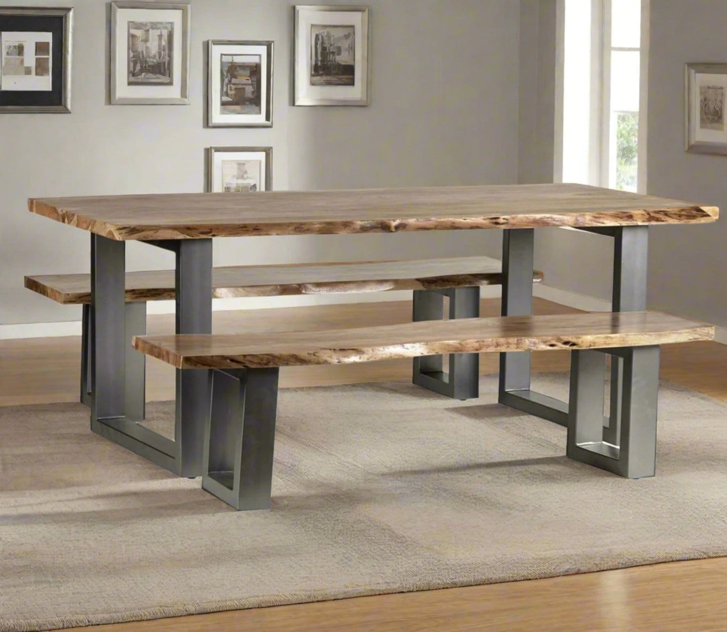 Solid Acacia Wood Dining Table - Large - Lindo Living