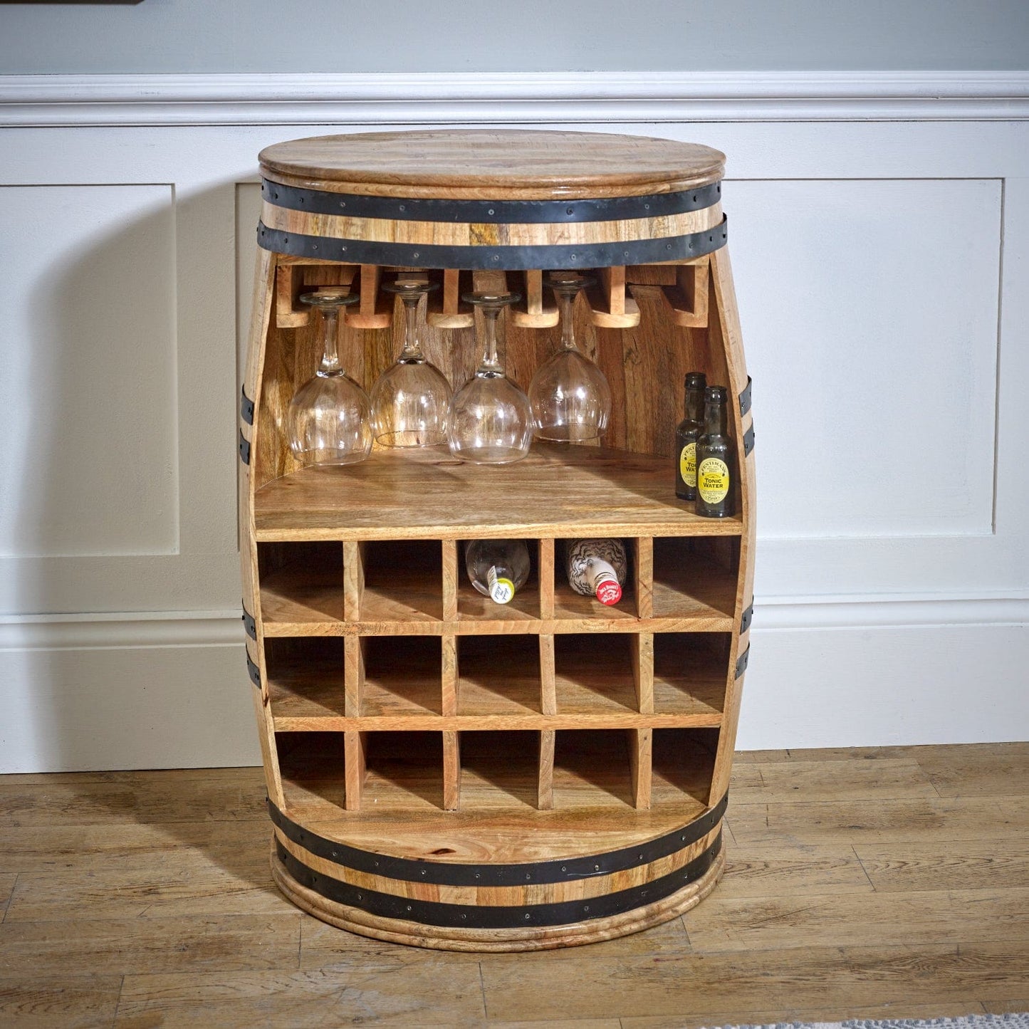 Natural Wood Barrel Drinks Cabinet - Lindo Living