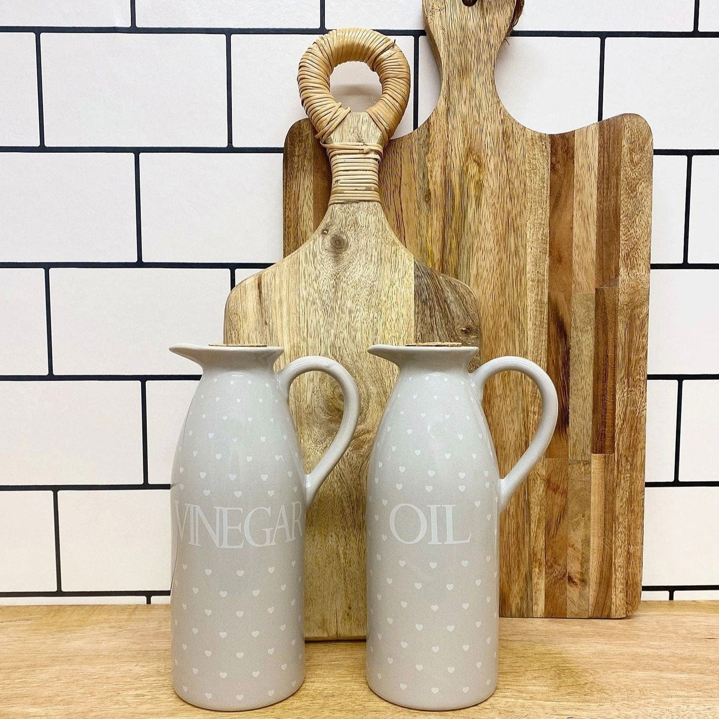 Heart Design Vinegar and Oil Pourers, Set of 2 - Lindo Living