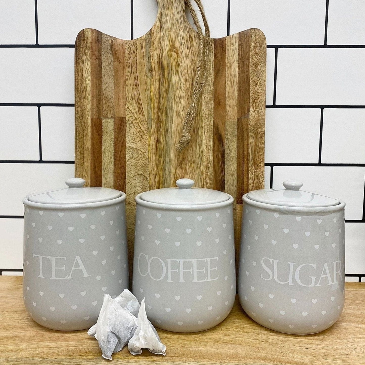 Heart Design Tea, Coffee and Sugar Jar - Lindo Living