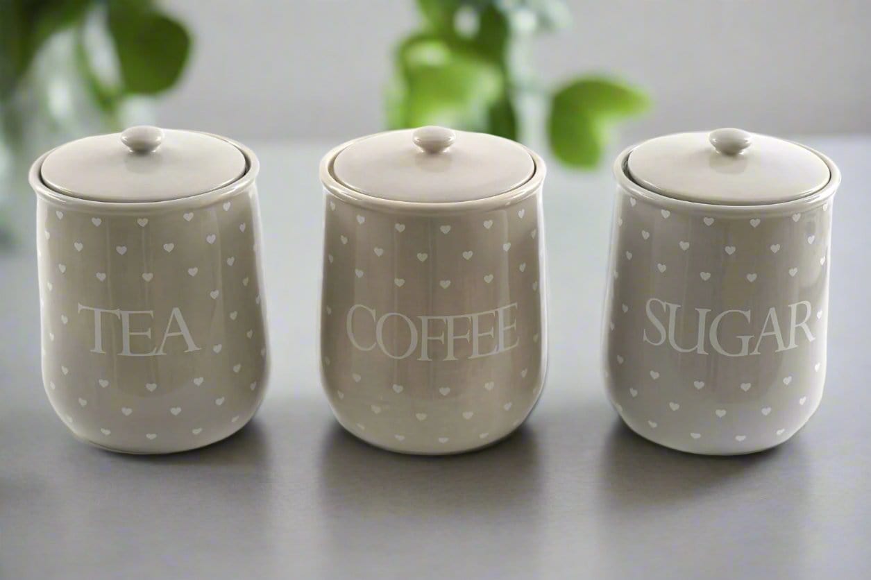 Heart Design Tea, Coffee and Sugar Jar - Lindo Living