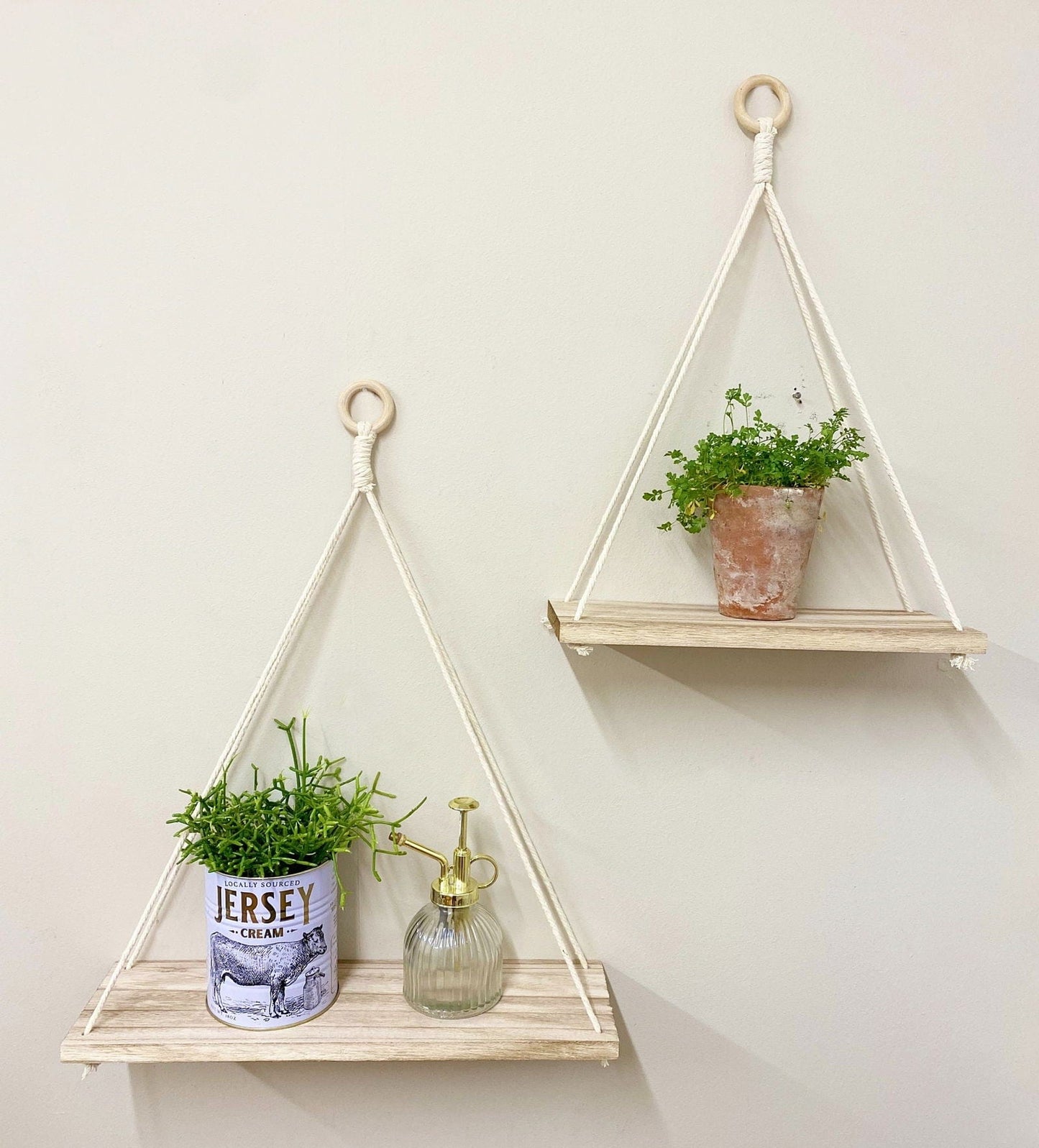 Two Wooden Hanging Shelves - Lindo Living