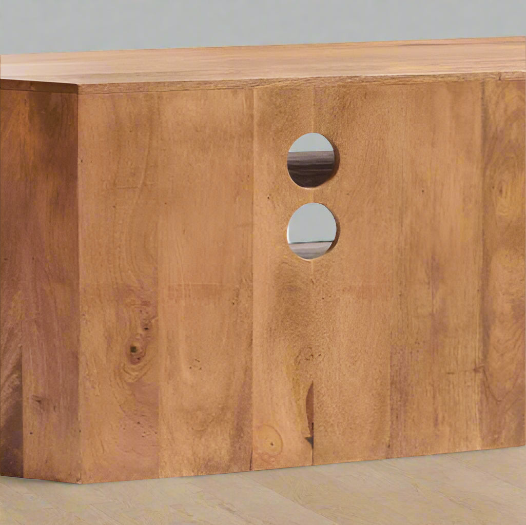 Natural Oak Wood Corner TV Stand