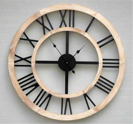 Oak Roman Style Clock Large