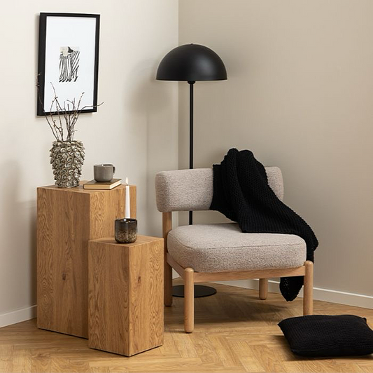 Oak Beige Nordic Armchair