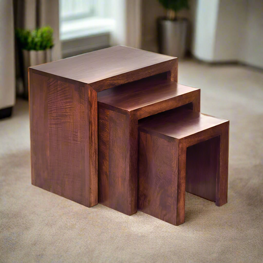 Walnut Set of 3 Nest Side Tables