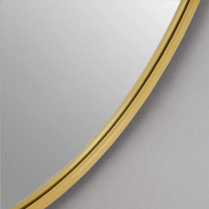 Small round wall mirror with a sleek gold finish iron frame, featuring a minimalist design that adds elegance to any space. Free delivery included.