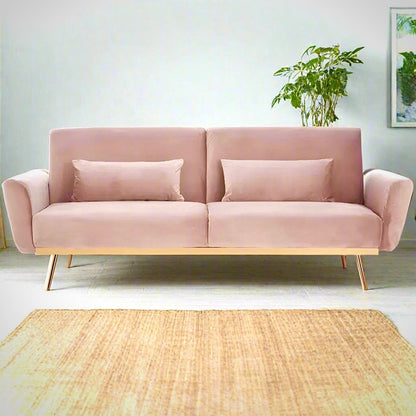 Becca Pink Velvet Sofa Bed