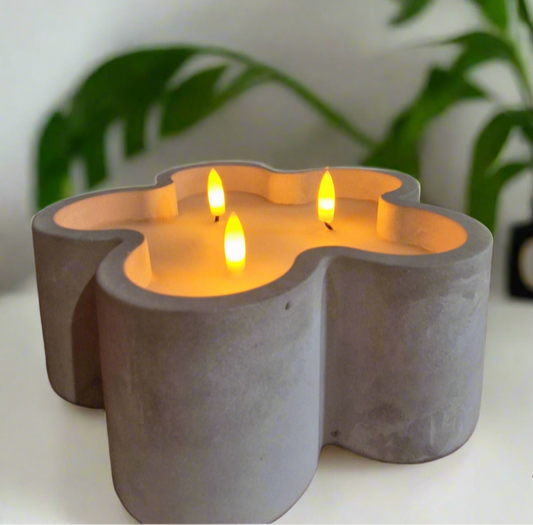 Led 3 Wick Flower Candle