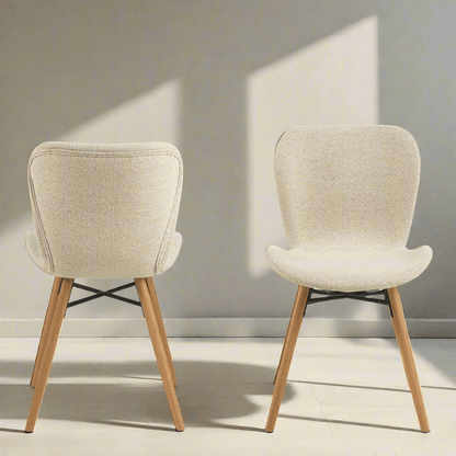 Set of 2 Soft Cream Upholstered Dining Chairs - Lindo Living