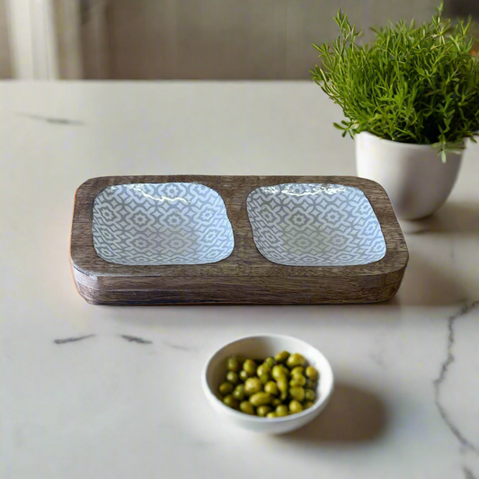 Wooden Duo Snack Bowl