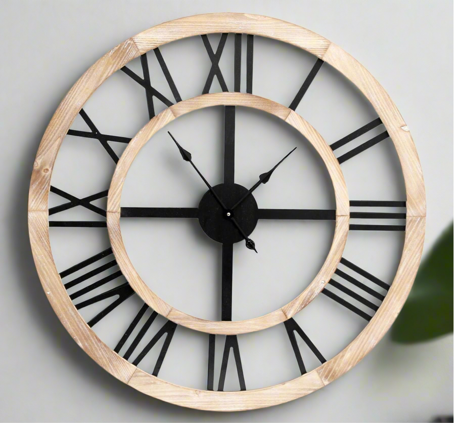 Oak Roman Style Clock Large