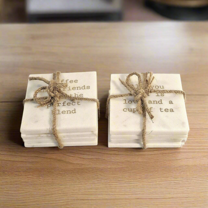 Set of 8 Marble Quote Coasters