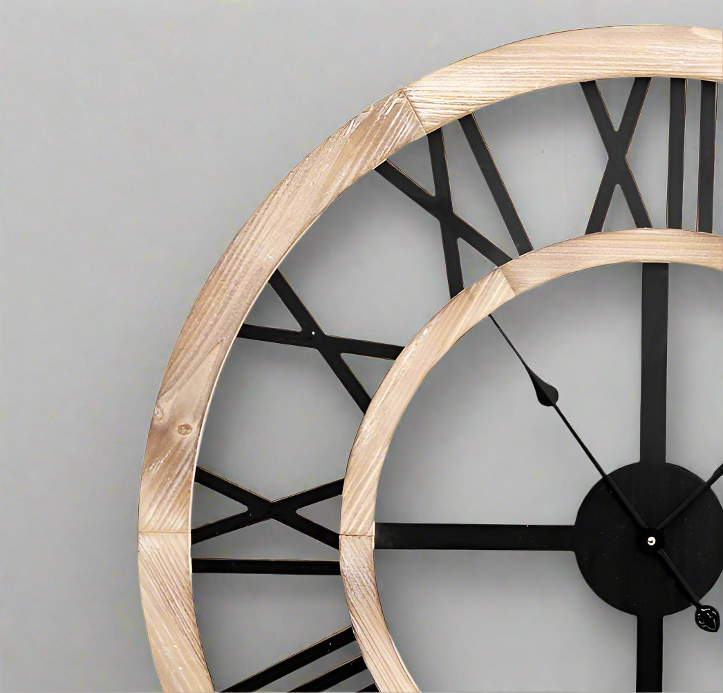 Oak Roman Style Clock Large