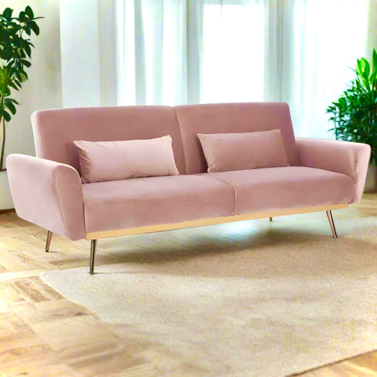 Becca Pink Velvet Sofa Bed