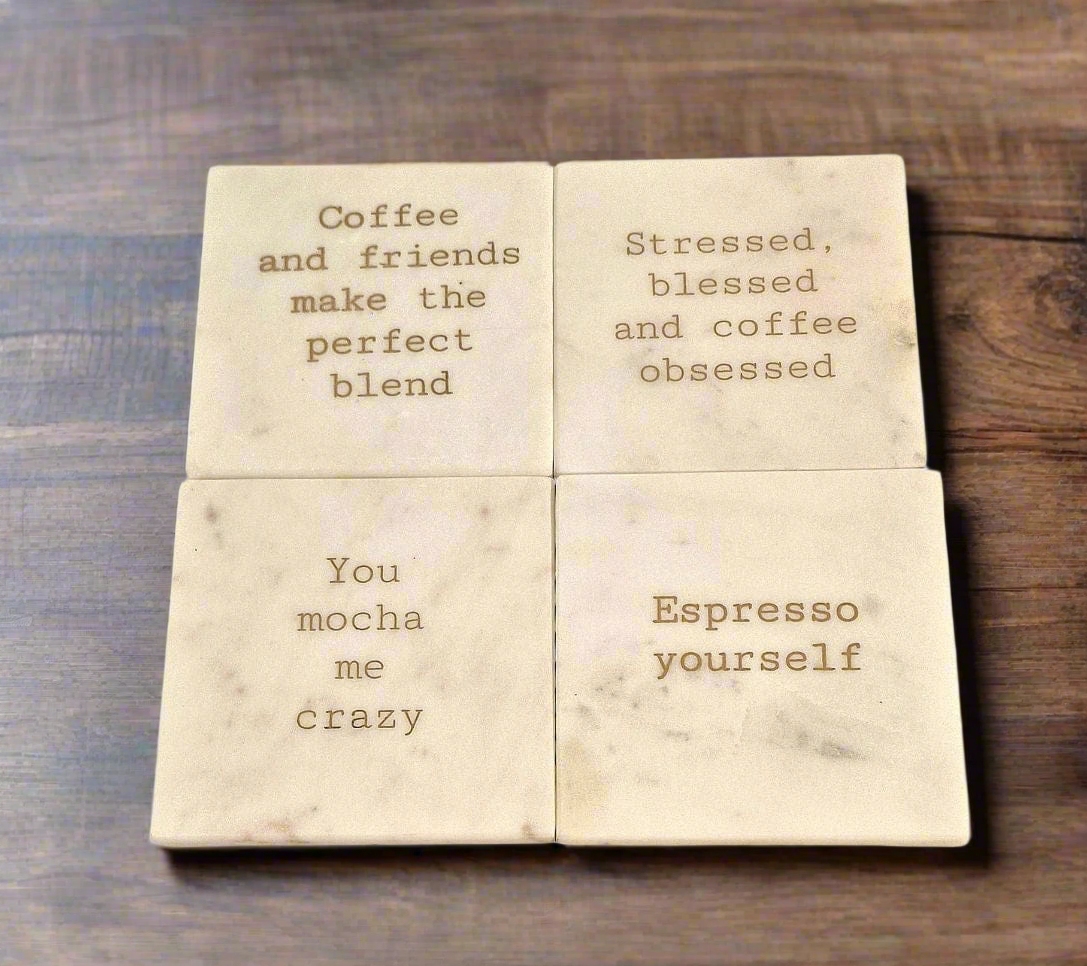 Set of 8 Marble Quote Coasters