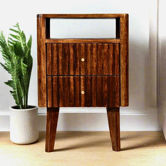 Ribbed Chestnut Side Table