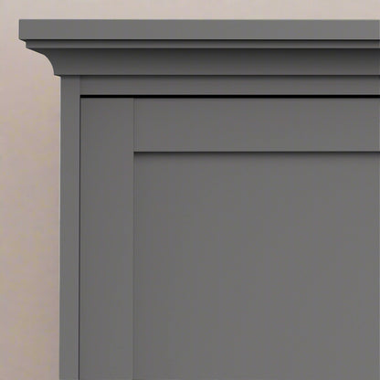 A Classic Grey 3-Door Wardrobe featuring a spacious design with three doors for ample storage. This wardrobe includes a hanging rail for clothes, shelves for accessories, and additional compartments for organizing items. The elegant grey finish adds a sophisticated, neutral touch to any bedroom decor, complementing both modern and traditional styles. Perfect for enhancing storage and organization, this 3-door wardrobe offers both functionality and timeless style for your home.