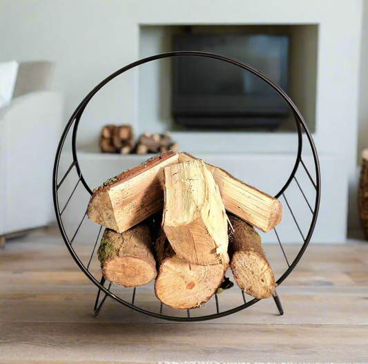 Round Black Metal Log Holder