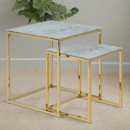 Modern Marble Nest of 2 Tables - Lindo Living