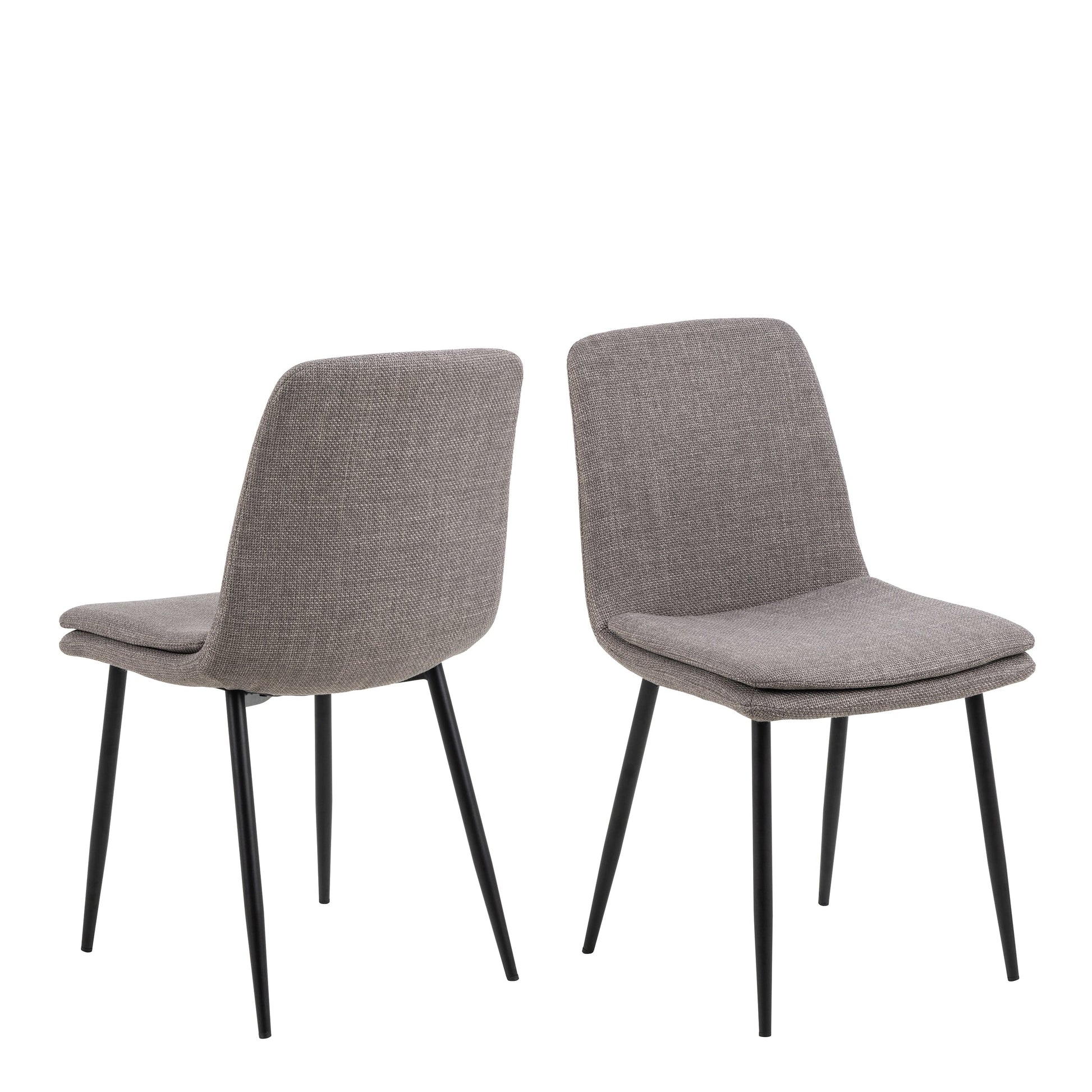 Elegant set of 4 brown upholstered dining chairs featuring a soft fabric finish and sturdy frame, perfect for adding comfort and sophistication to any dining room or modern space