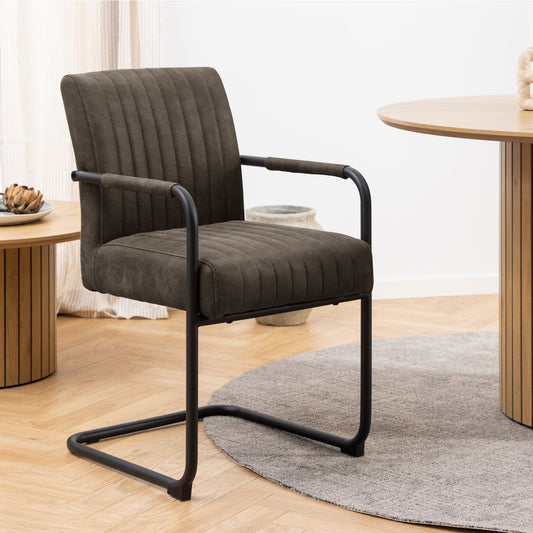 Charming set of 2 black retro dining chairs with armrests, featuring a vintage-inspired design and comfortable seating, perfect for adding a stylish and nostalgic touch to any dining room or kitchen