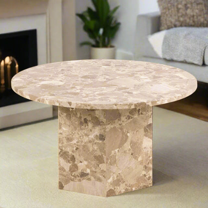 Brown Marble Solid Base Coffee Table